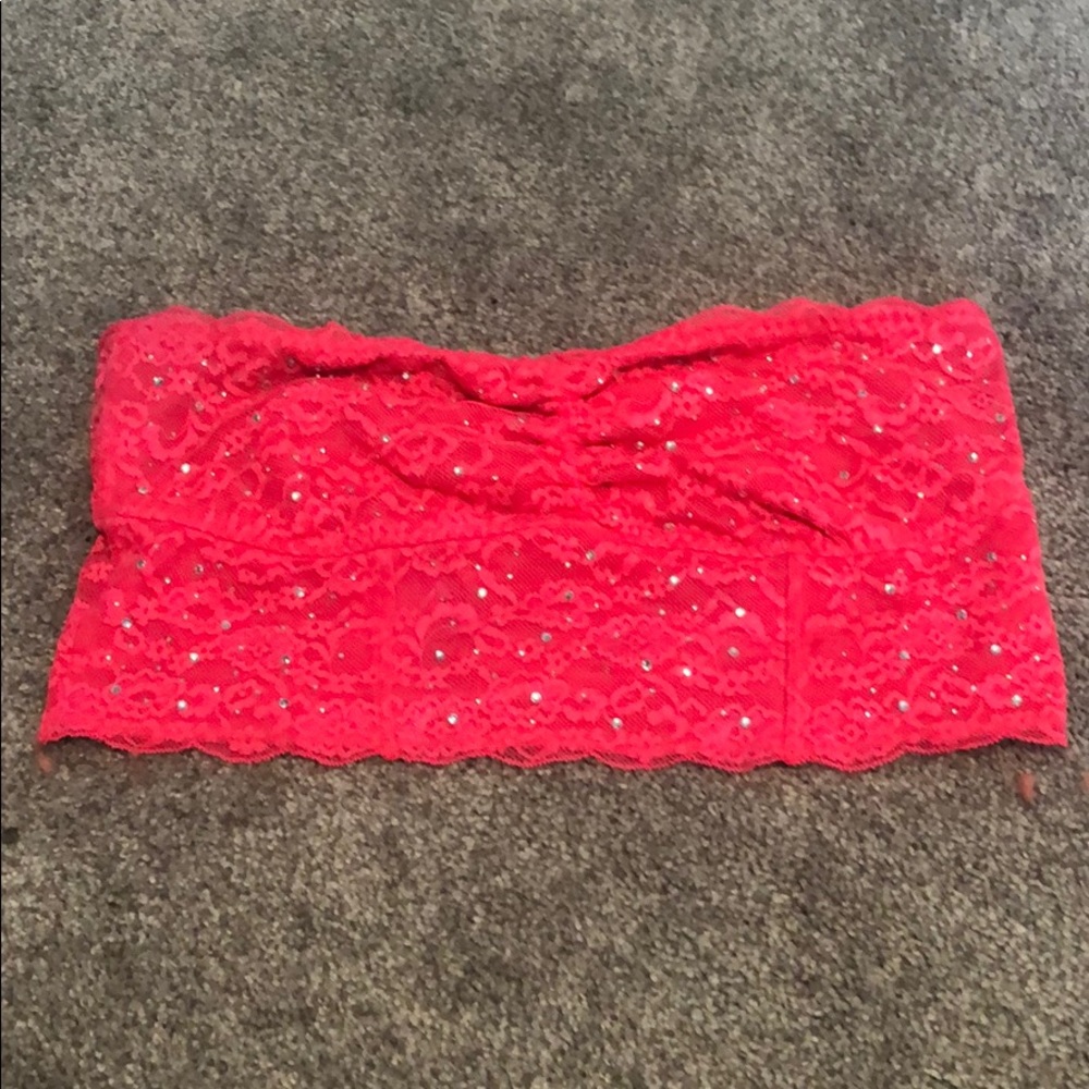 PINK sparkly lace bandeau